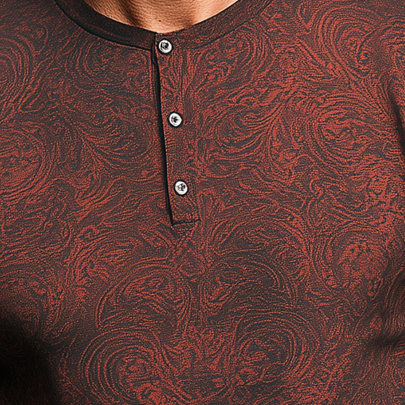 Men's Summer Fashion Personalized Printed Polyester Blended Short Sleeve Henley Shirt MTA1862F8P