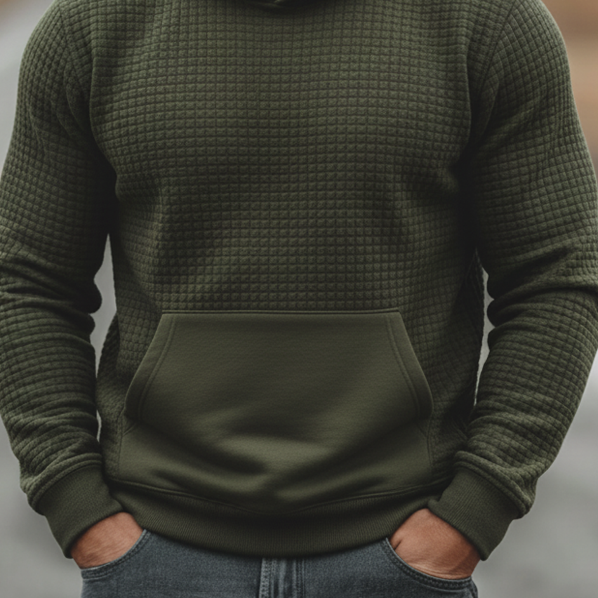 Men's Classic Retro Waffle Knit Air Layer Hoodie MTA1069L1K