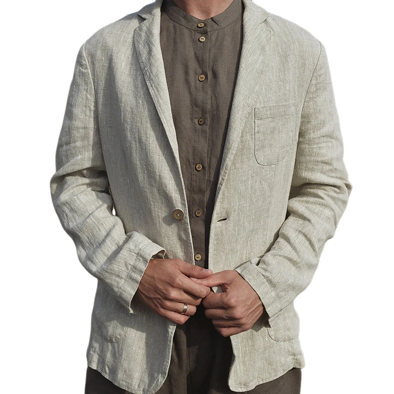 Men's Vintage Casual Cotton And Linen Blazer MTA2897G1TO