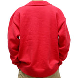 Men's Casual Polo Collar Smiley Print Long Sleeve Pullover Sweater 06071095M