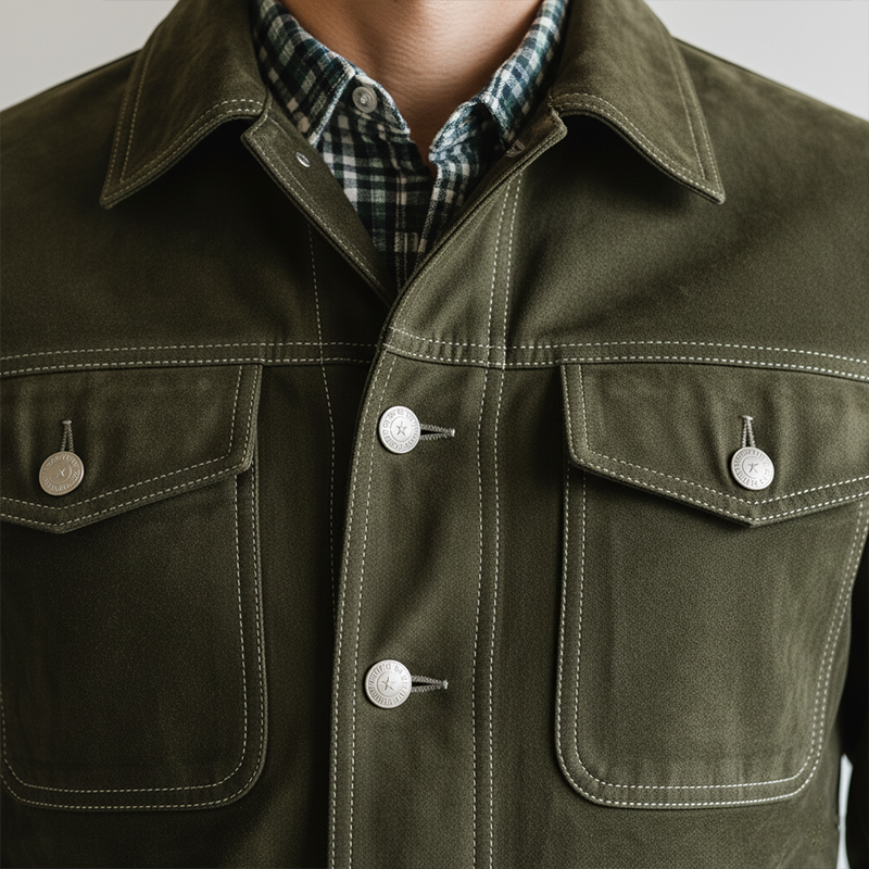 Men's Retro Multi-Pocket Faux Suede Shirt MTA1400K3P