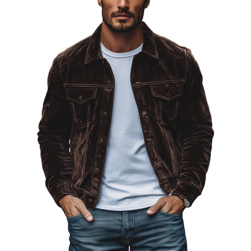 Men's Vintage Solid Velvet Lapel Single Breasted Slim Fit Jacket MTA1471H8M