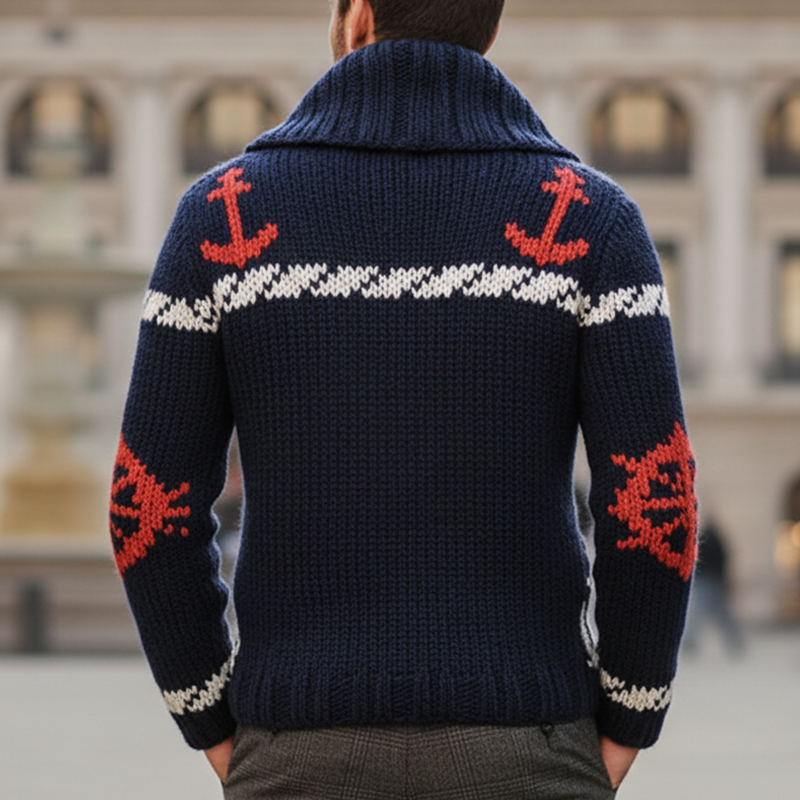 Men's Stylish Nautical-themed Knitted Pullover Sweater MTA2349I9U