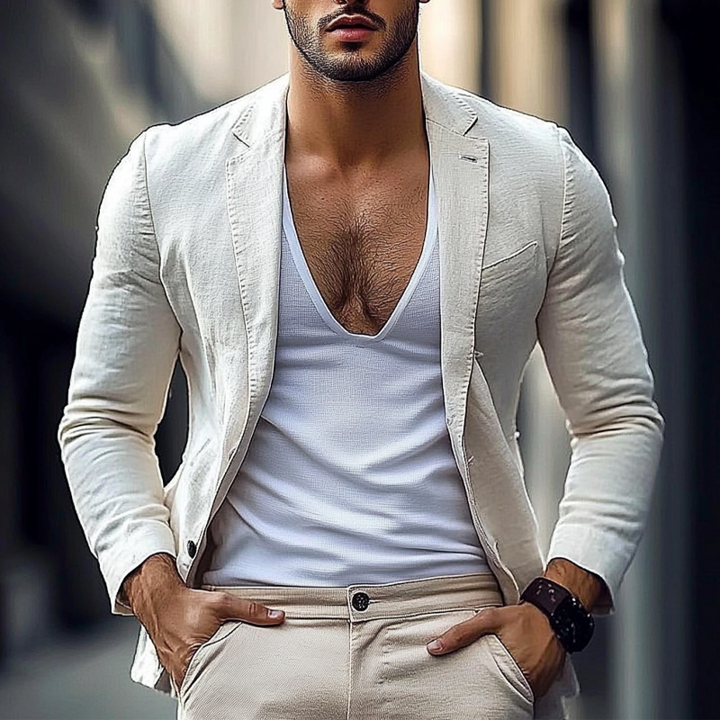 Men's Cotton Casual Single Breasted Blazer MTA2525G0X