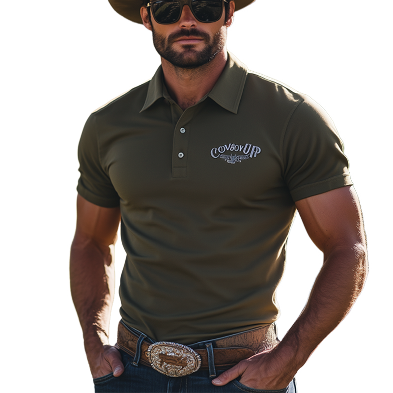Herre sommer-T-skjorte med klassisk broderi og polohals for business MTA2660F3U