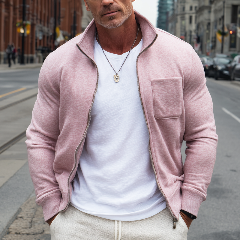 Men's Casual Stand Collar Knitted Zipper Cardigan MTA1552H2U