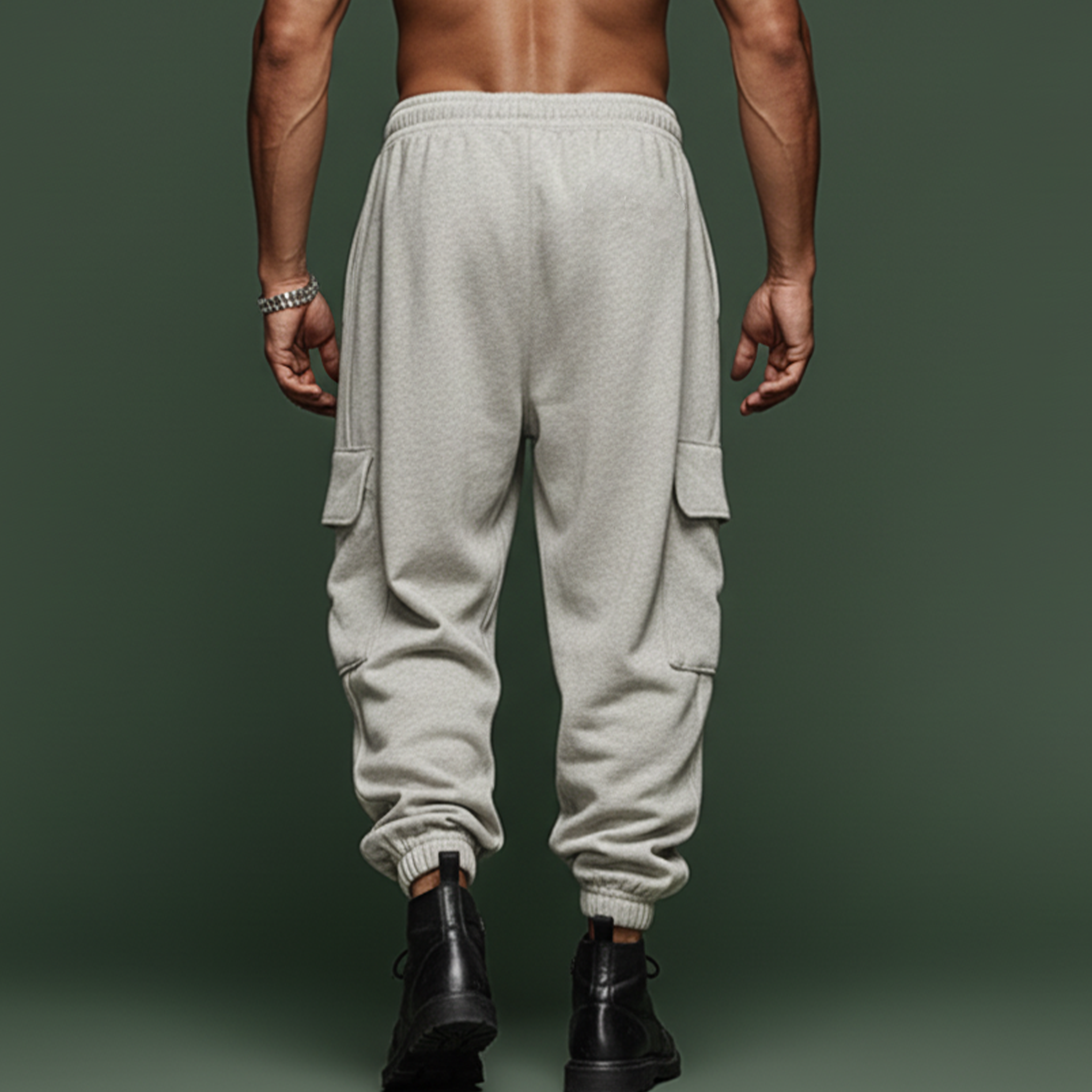 Men's Casual Tough Style Elastic Waist Cotton Blend Multi-Pocket Sports Pants MTA2870J2K