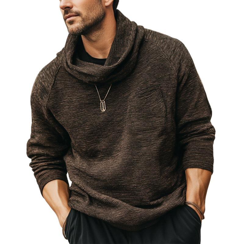 Men's Fashion Stacked Neck Ribbed Textured Pullover Sweatshirt MTA3044K0U