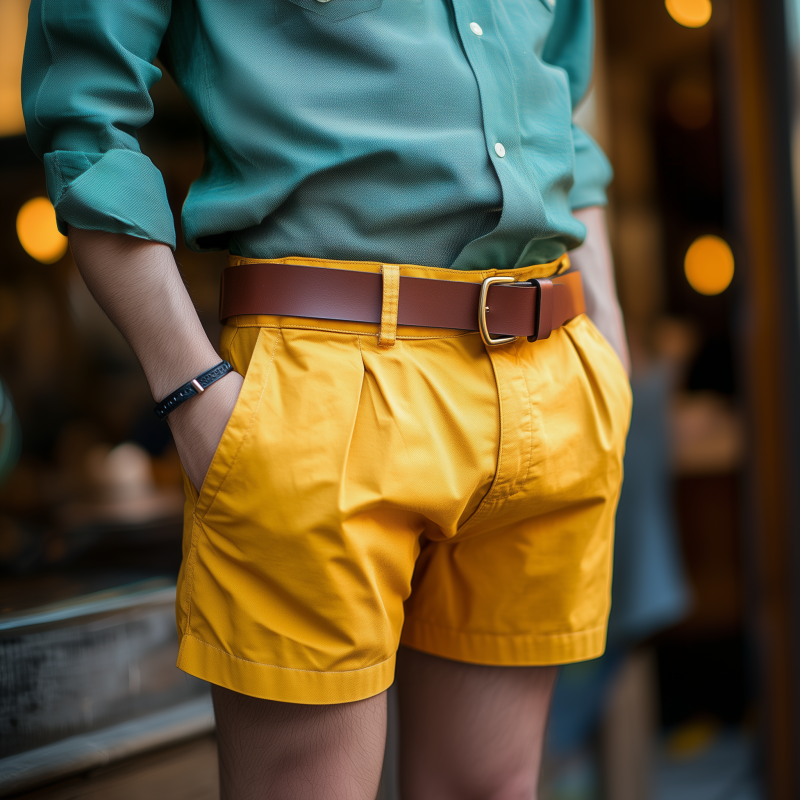 Men's Casual Comfort Breathable Solid Color Cotton Slim Suit Shorts (Belt Excluded) MTA0569F0M