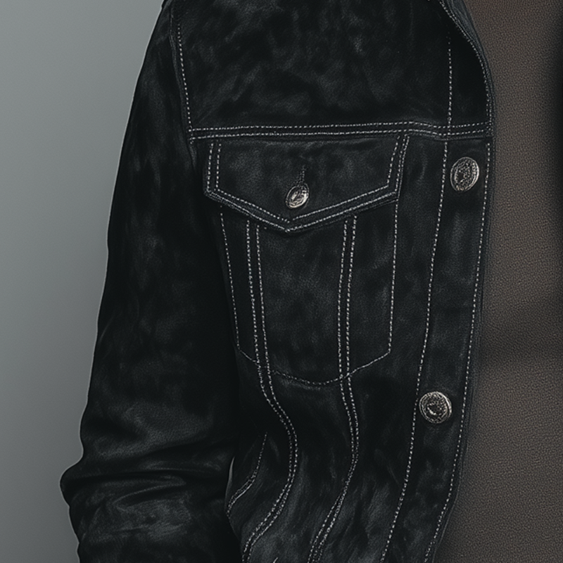 Men's Black Faux Suede Vintage Casual Jacket MTA2719H9P