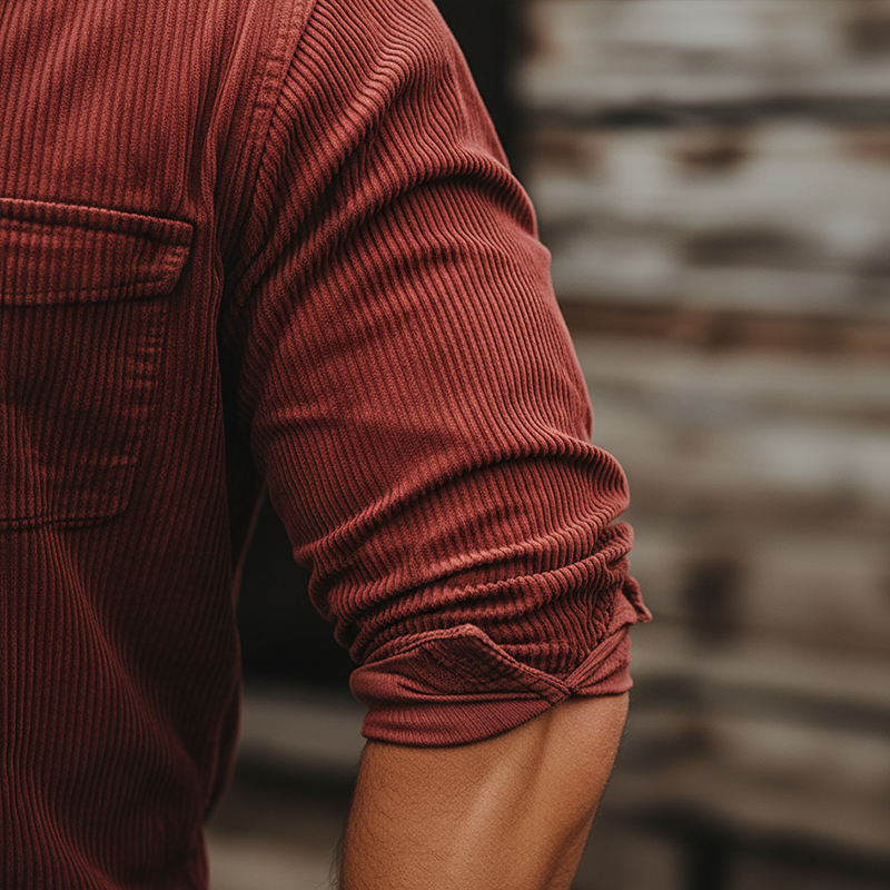 Men's Retro Corduroy Button-Up Shirt MTA1963K0P