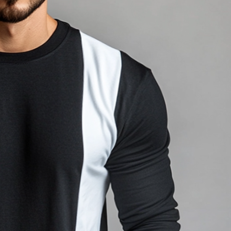 Men's Retro Casual Stitching Round Neck Long Sleeve T-Shirt 62079252TO