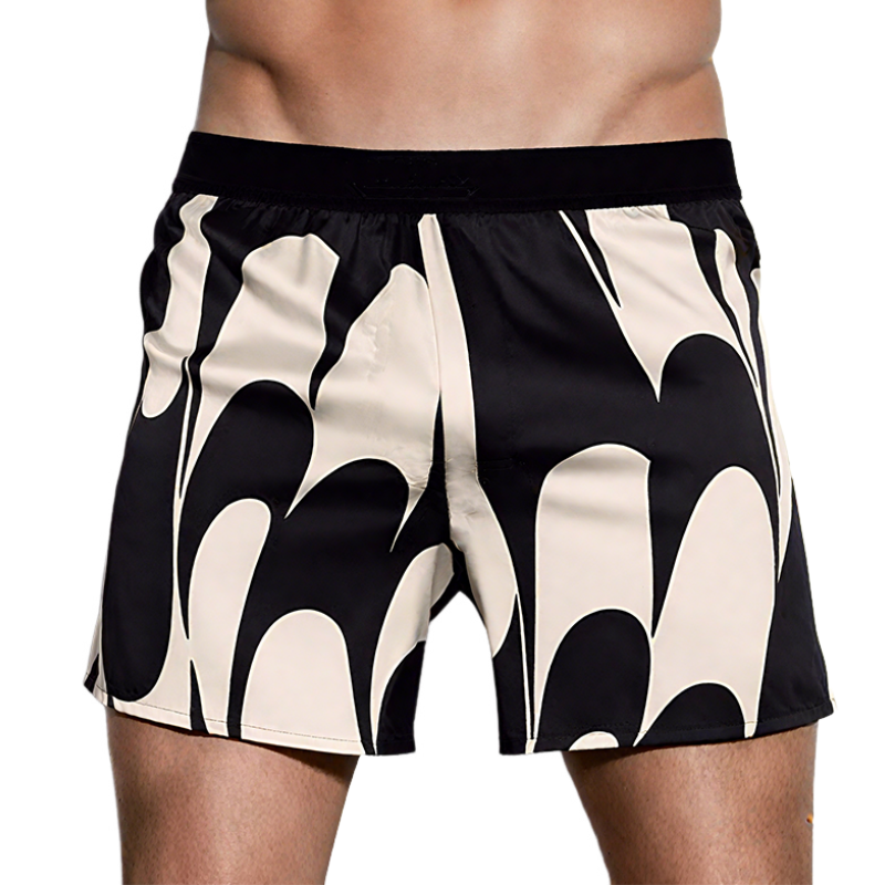 Men's Spring And Summer Fashion Casual Elastic Waist Cotton Blended Printed Shorts MTA0479G6K
