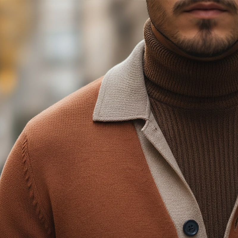 Men's Winter Retro Cotton Yarn Knitted Button Cardigan MTA1069L5P