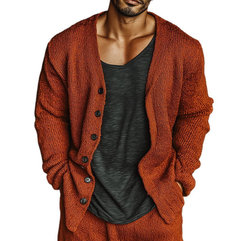 Men's Retro Casual Knitted Button-Up Cardigan MTA1442K4TO