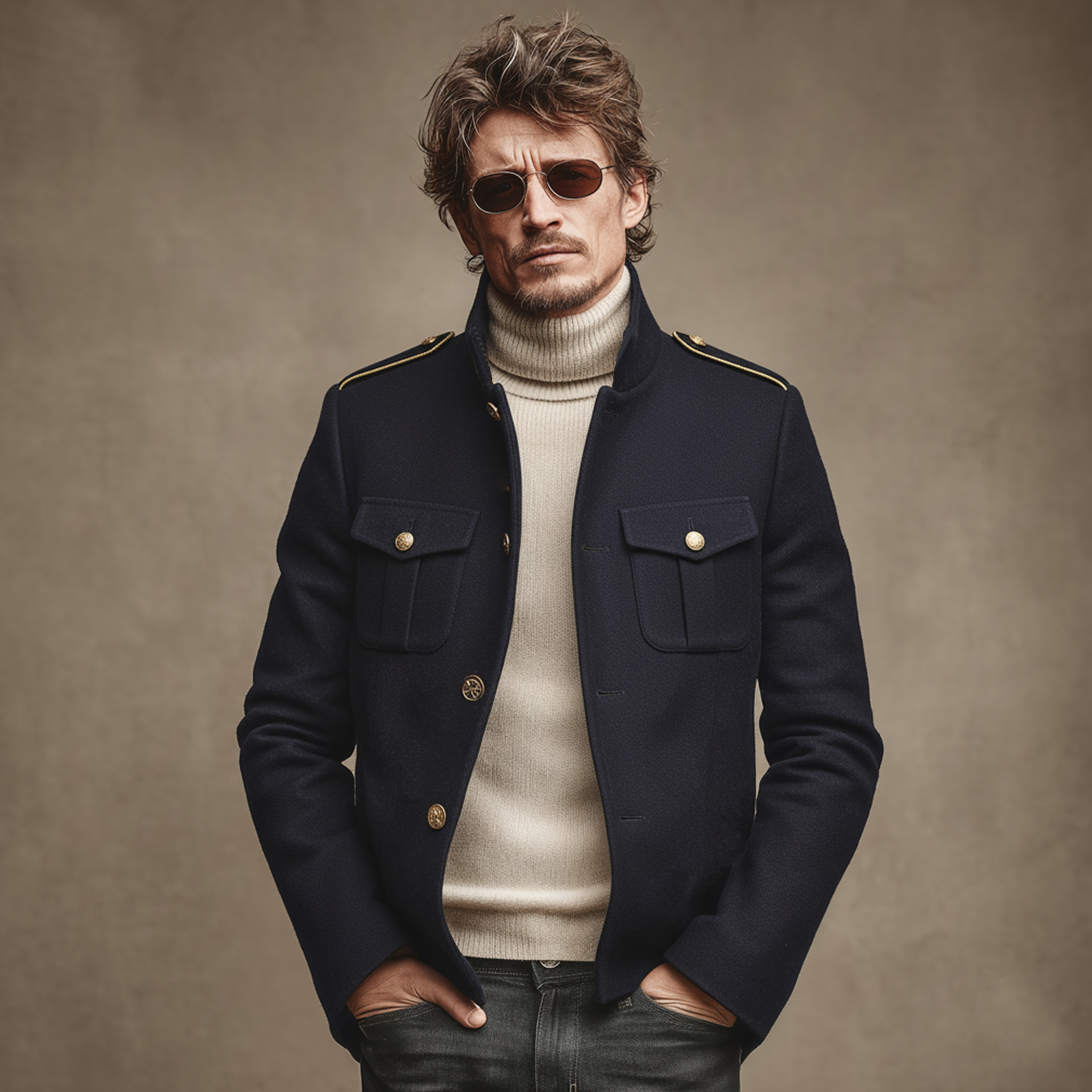 Men's Classic Retro Stand-up Collar Faux Suede Jacket MTA0757K2K