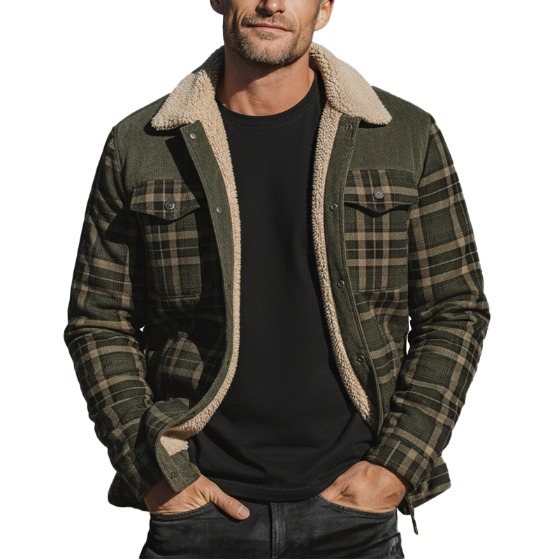 Men's Winter Fashion Plaid Fleece Lined Jacket MTA2495I6P