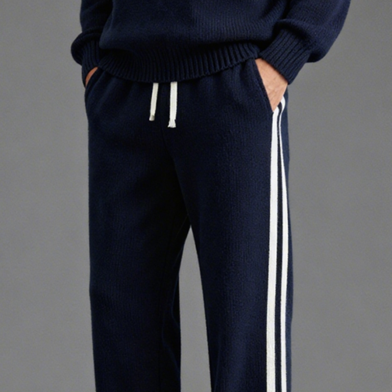 Men's Retro Casual Color Block Striped Knit Straight Leg Pants MTA0639K3TO