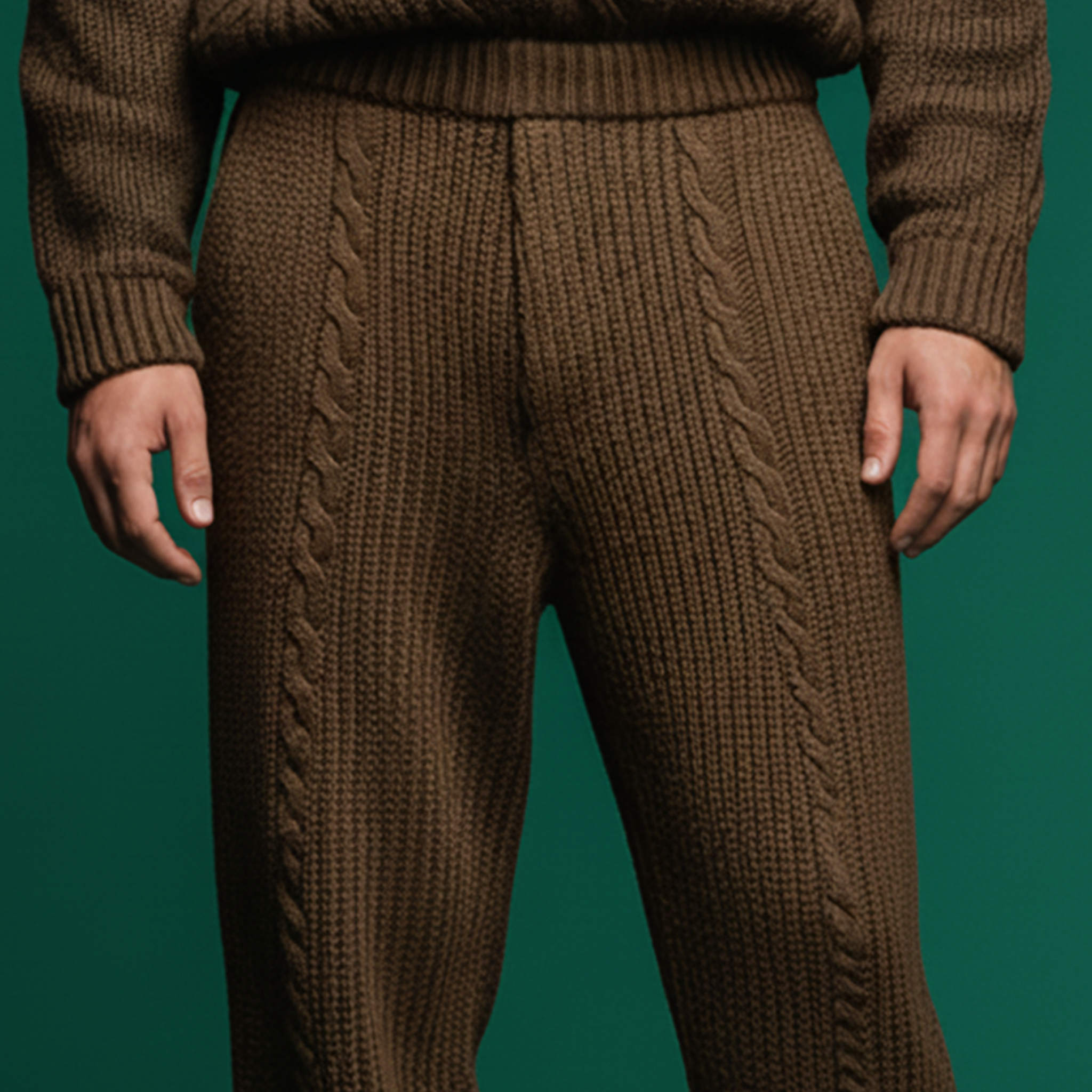 Men's Classic Casual Knitted Jacquard Elastic Waist Pants MTA0800K2K