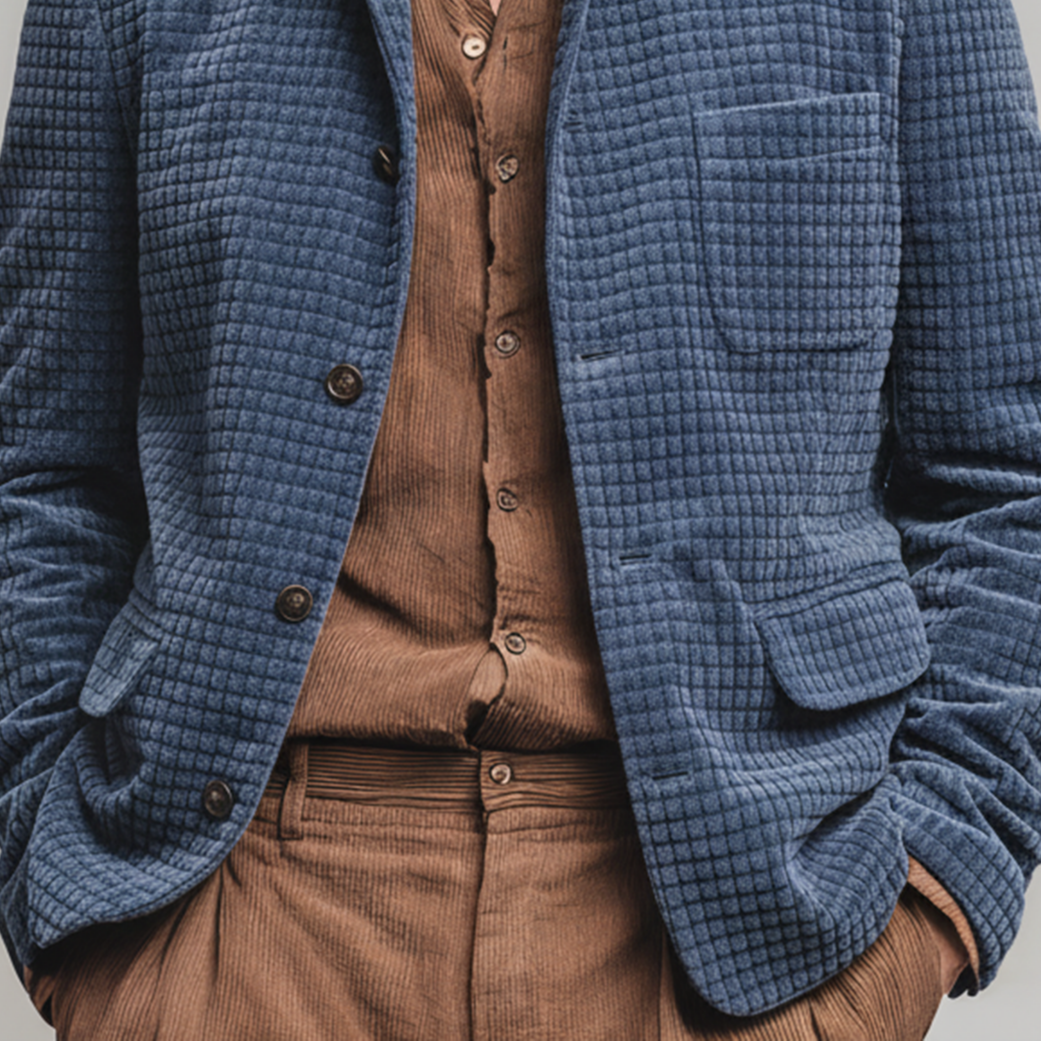 Men's Classic Casual Textured Corduroy Stand Collar Jacket MTA1437K8K