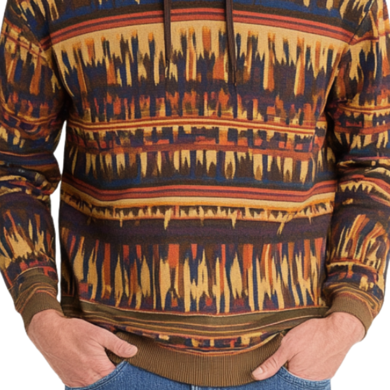 Men's Retro Casual Digital Print Hoodie 79468424F