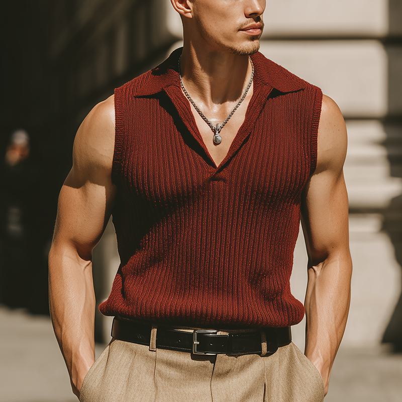 Men's Summer Fashion Cool Cotton Knitted Sleeveless Tank Top MTA0558G7P