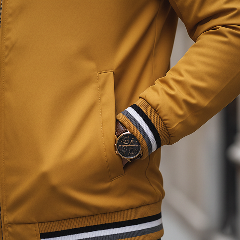 Men's Retro Cotton Blend Ribbed Zipper Jacket MTA1969K0P