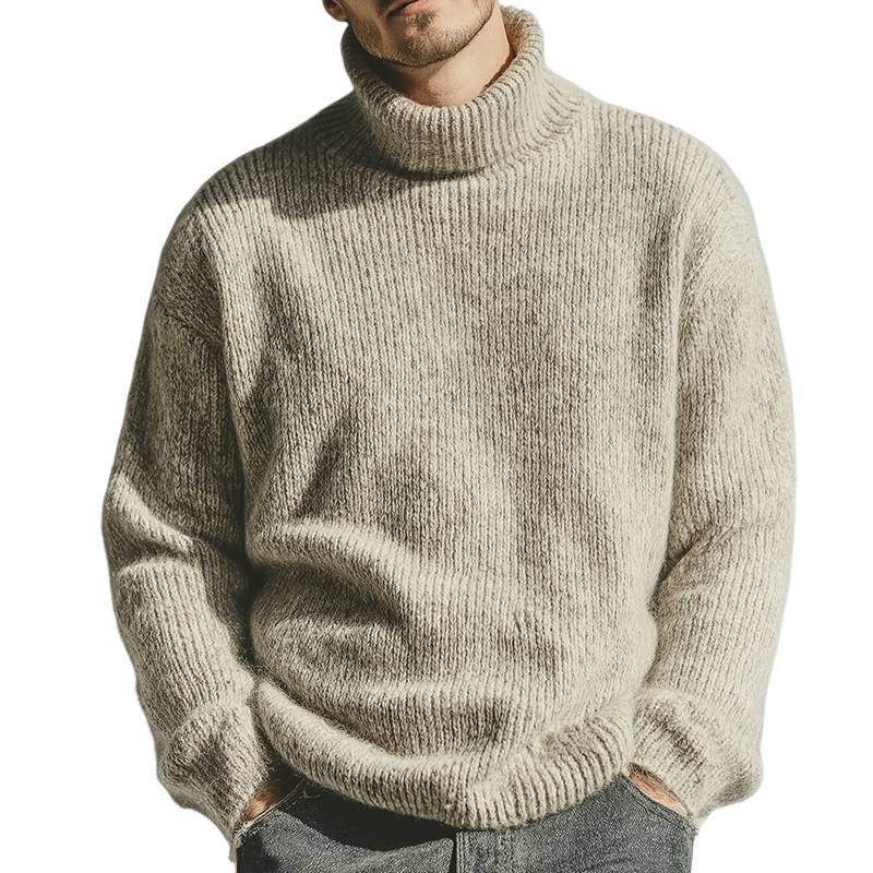 Men's Retro Casual Leisure Warm Knitted Turtleneck Sweater MTA1615I6TO