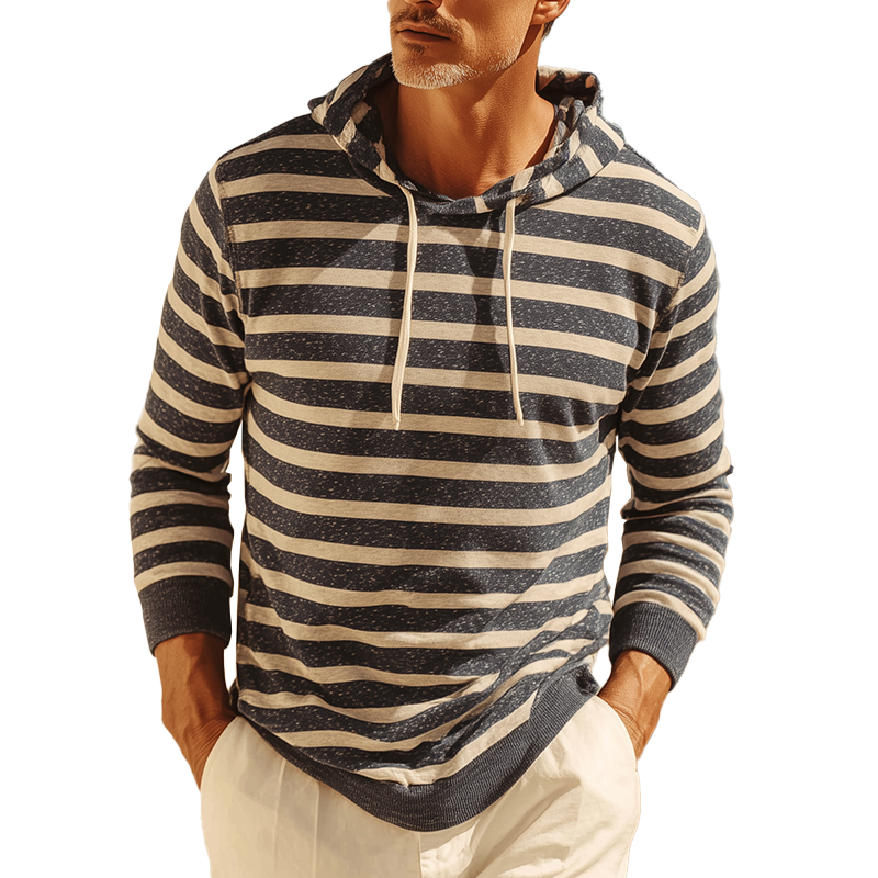 Men's Fashion Striped Print Cotton Blend Hooded Sweatshirt MTA1321H1P