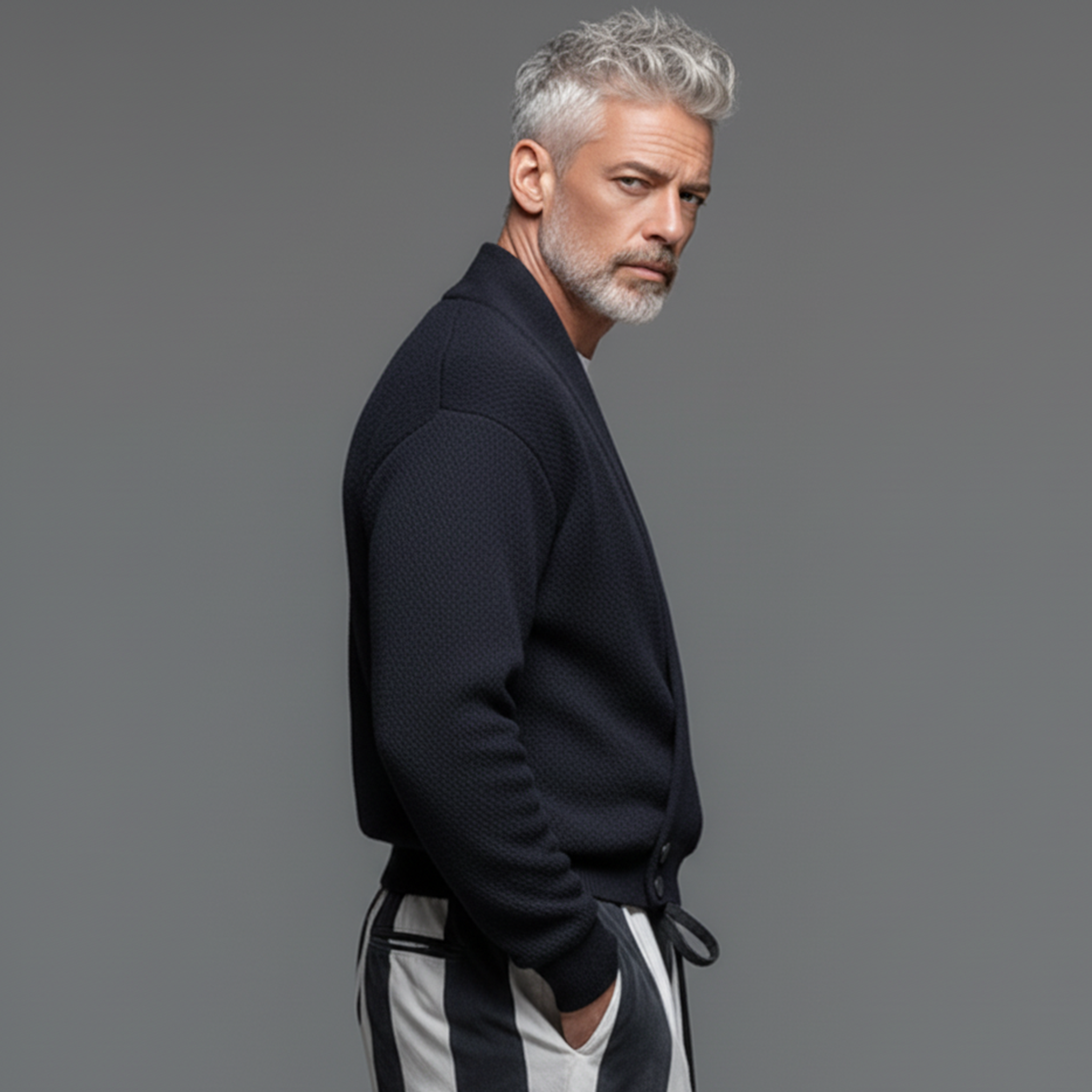 Men's Classic Casual Diagonal Placket Knit Cardigan MTA2916J8K