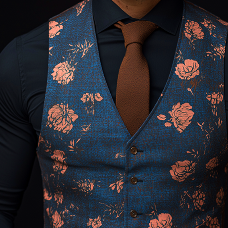 Men's Retro Casual Printed Suit Vest MTA2247G9TO