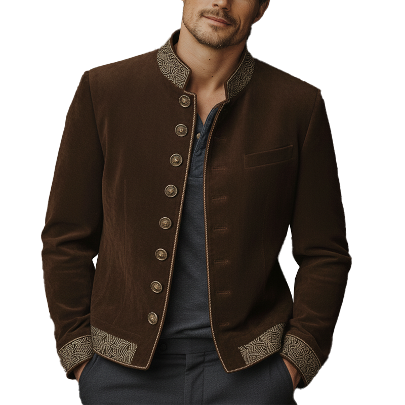 Men's Winter Fashion Embroidered Faux Suede Cropped Jacket MTA1551J3P