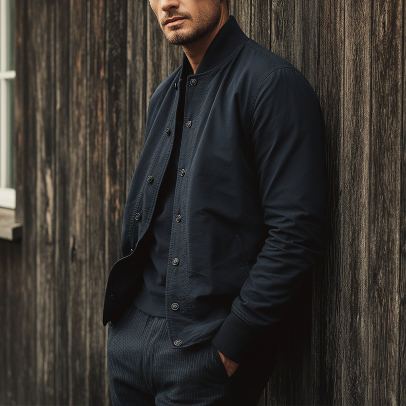 Men's Autumn Washed Cotton Baseball Collar Thin Jacket MTA1525J6P