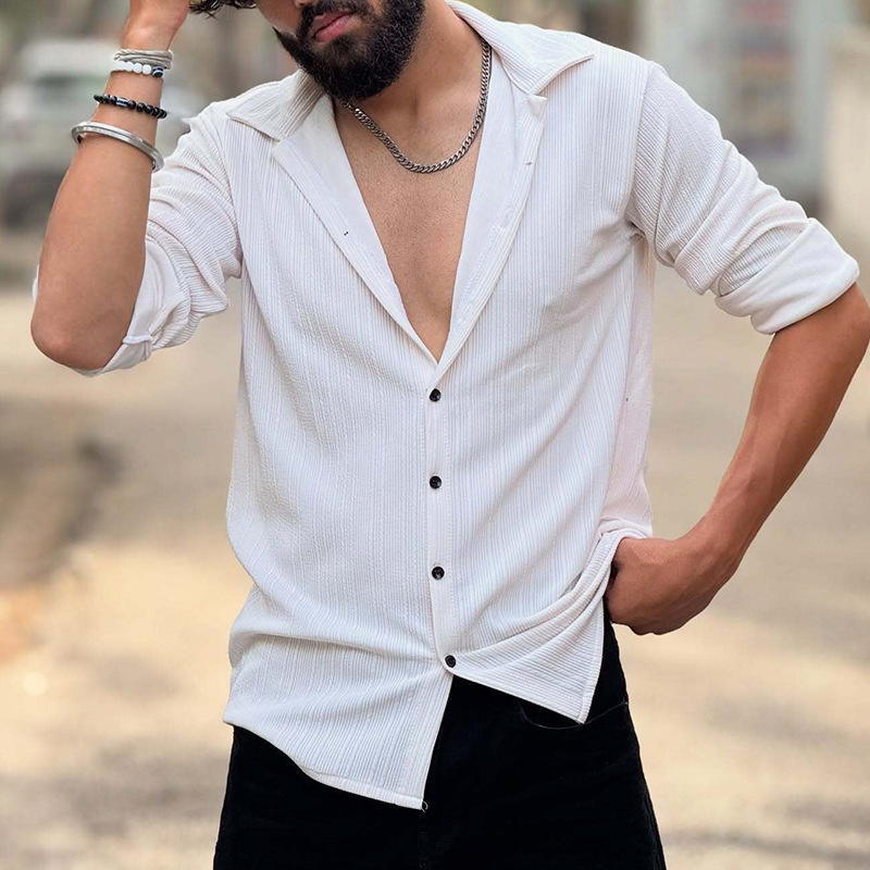 Men's Solid Color Long-sleeved Shirt MTA2874G0X