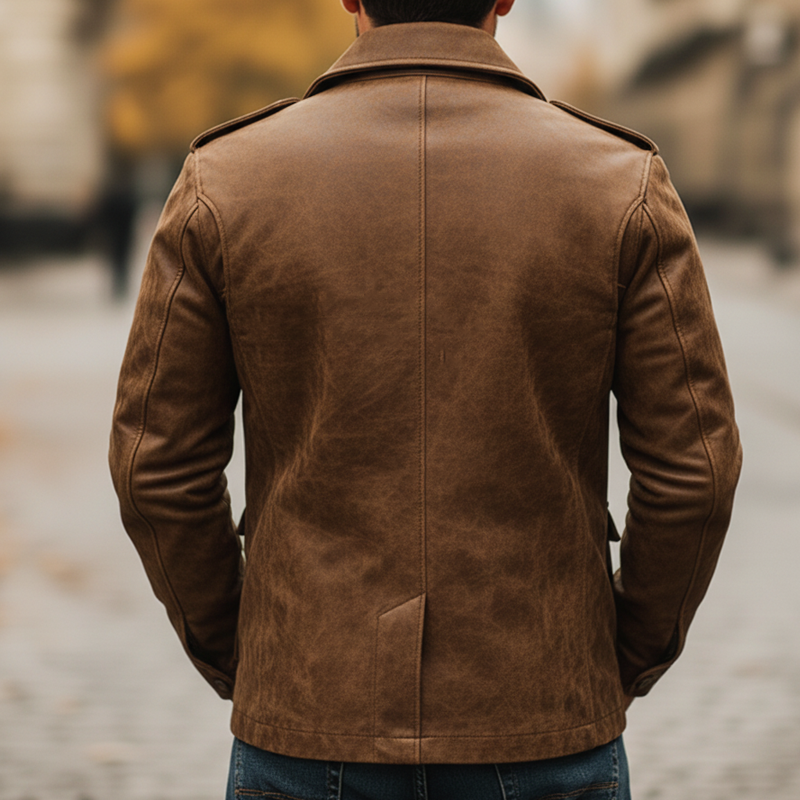 Men's Vintage Distressed PU Leather Button Jacket MTA1227K4U