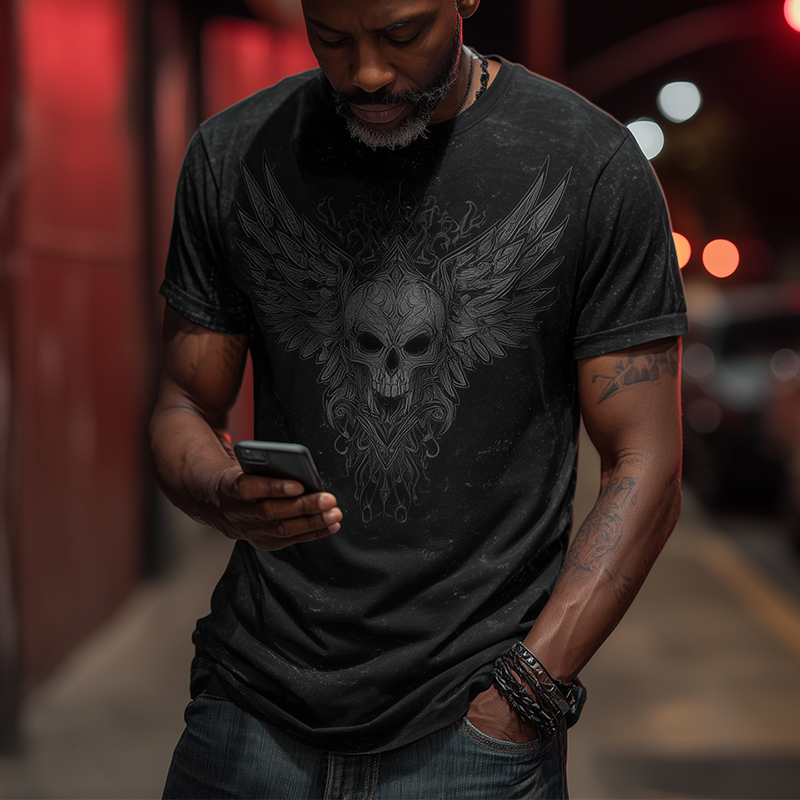Men's Summer Fashion Street Print Polyester Blend Short-Sleeved T-Shirt MTA0301G1P