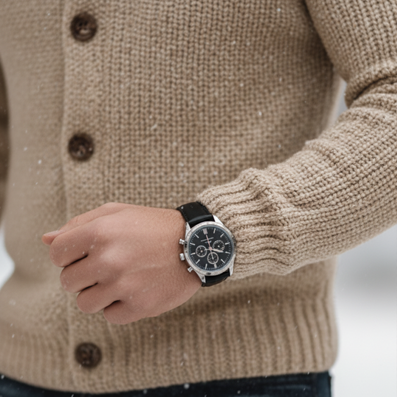 Men's Winter Simple Cotton Yarn Knitted Button Cardigan MTA2883K4P