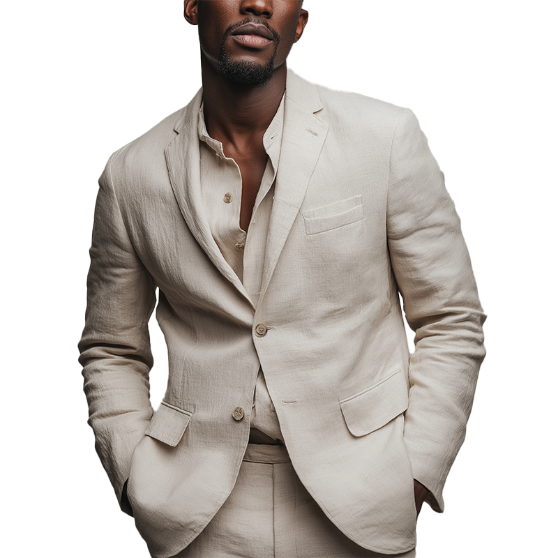 Men's Simple Linen Suit Jacket (with Lining) MTA0103H3P