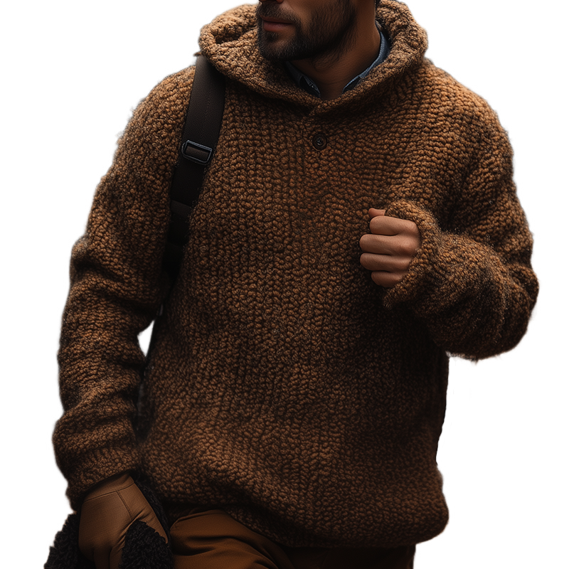 Men's Vintage Casual Knit Button Hoodie MTA1817I9TO