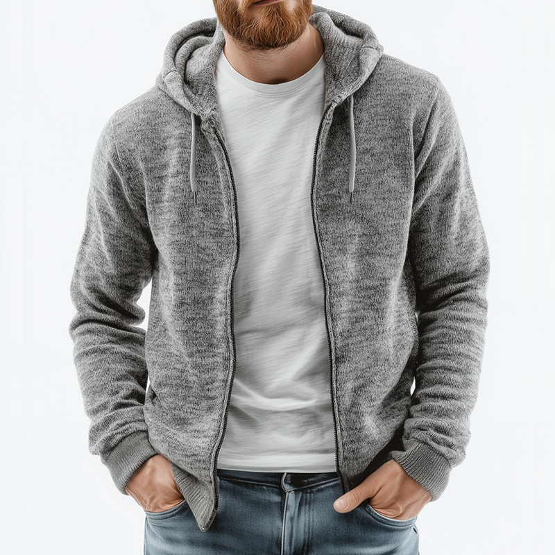 Men's Retro Casual Knitted Hooded Zip-Up Cardigan Jacket MTA2401K4TO