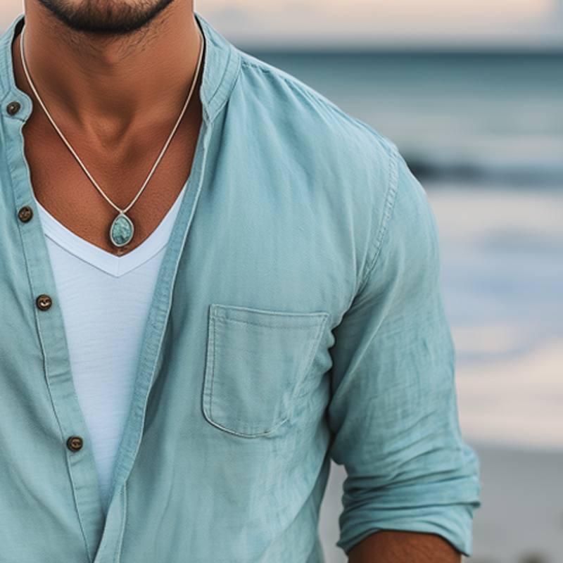 Men's Basic Solid Color Cotton Long Sleeve Shirt MTA2436G7U