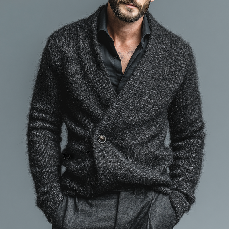 Men's Retro Casual Knitted Collarless Single-Button Cardigan MTA0489L5TO