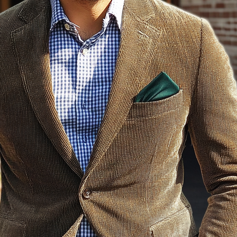 Men's Solid Corduroy Vintage Blazer MTA2658H2X