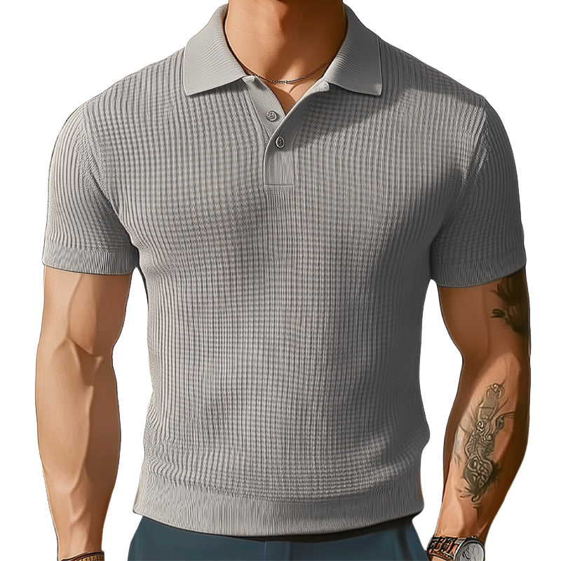 Men's Summer Business Solid Color Knitted POLO Shirt MTA1265E9U