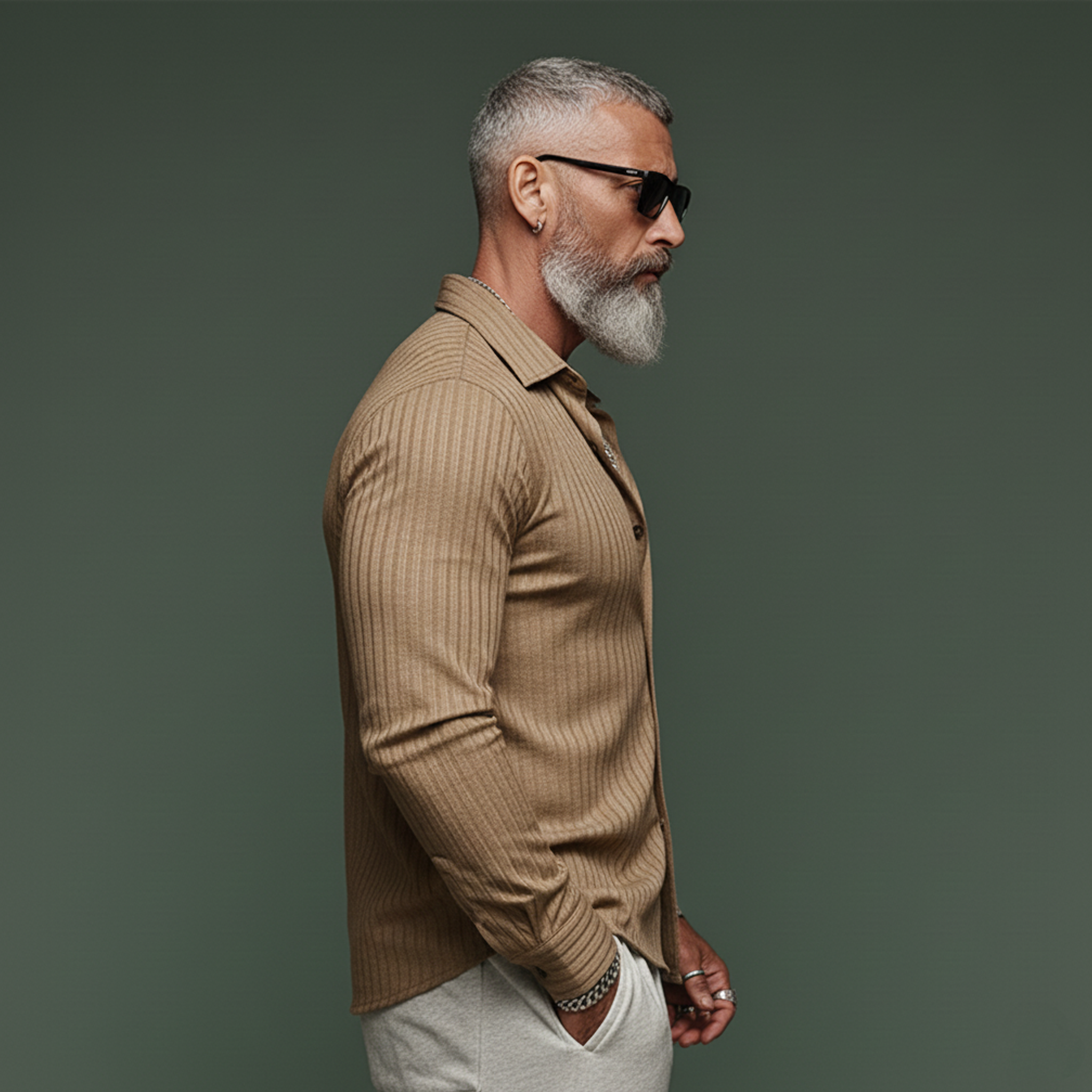 Men's Classic Casual Ribbed Long-sleeved Shirt MTA1525L3K