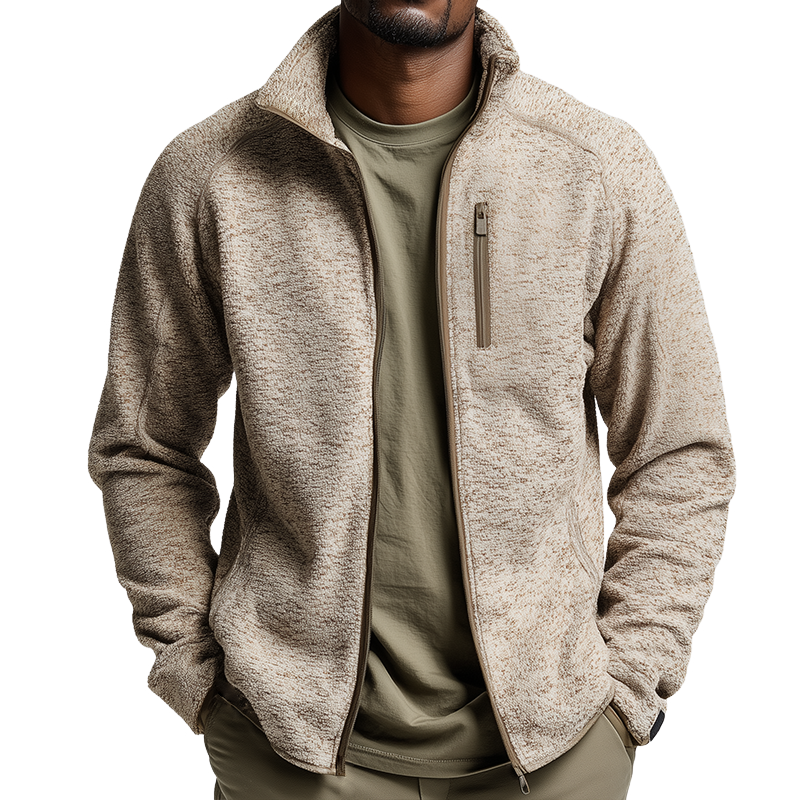 Men's Retro Casual Polar Fleece Splicing Zipper Lapel Jacket MTA1015J9TO