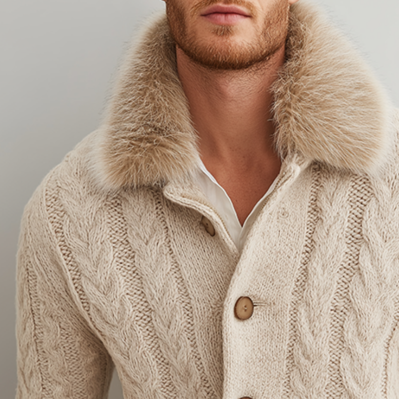 Men's Retro Casual Cable Knit Button Cardigan MTA3104J0TO