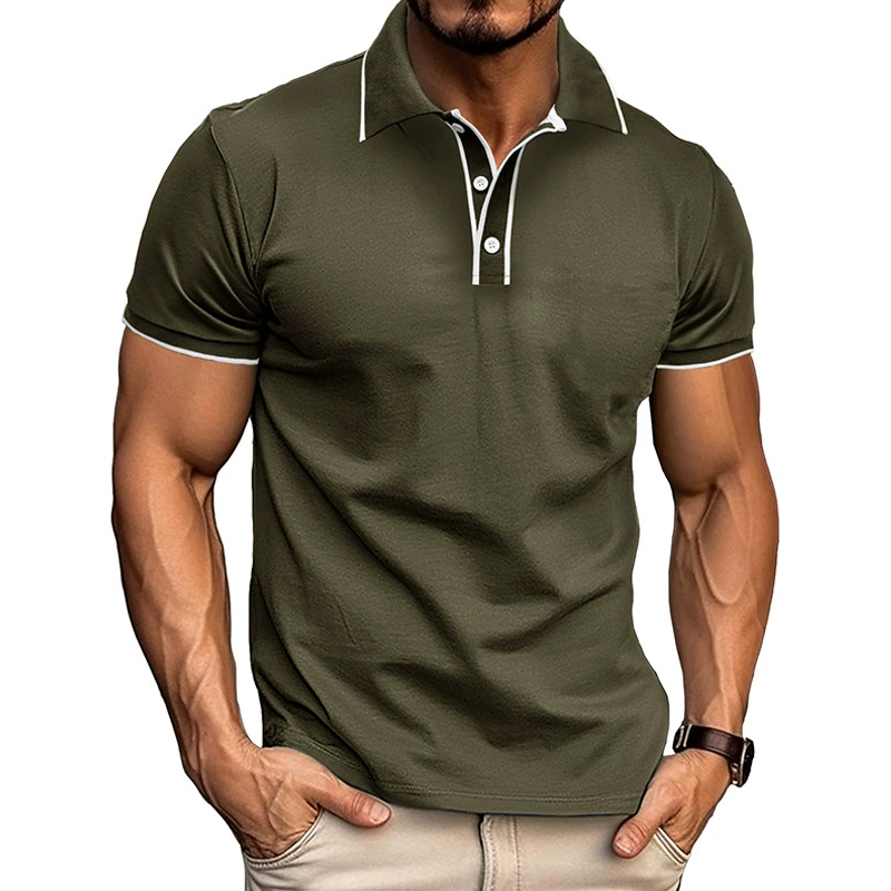 Men's Colorblock Lapel Short Sleeve Polo Shirt 63216692Z