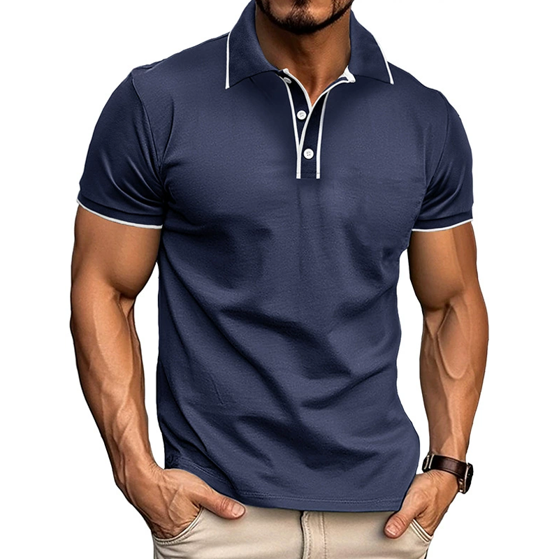 Men's Colorblock Lapel Short Sleeve Polo Shirt 63216692Z