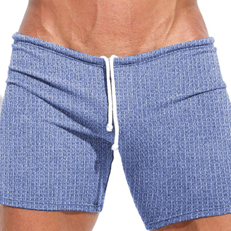 Men's Casual Solid Color Waffle Tight Athletic Shorts 20874317M